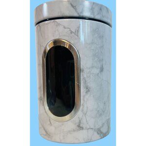 (3) Marble Design Aluminum Canisters Clear Window Lid Christmas Gift‎ Cookies